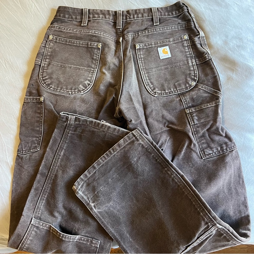 100% cotton Carhartt pants dark burgundy brown